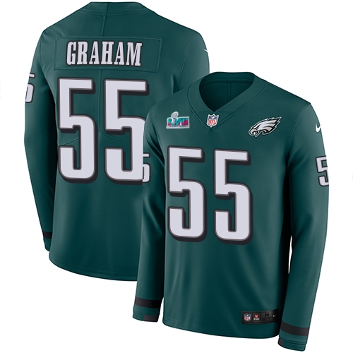 Eagles #55 Brandon Graham Green Super Bowl LVII Patch Team Color Youth Stitched Limited Therma Long Sleeve Jersey cheap jerseys for sale - CheapJerseys.Shop