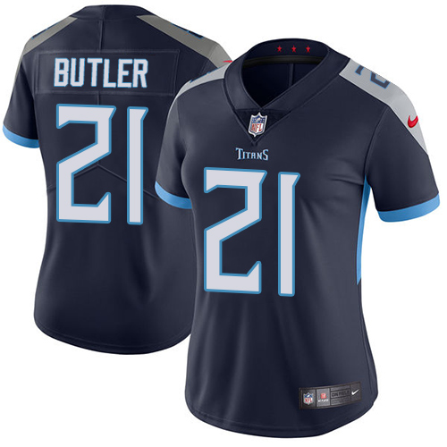 Tennessee Titans #21 Malcolm Butler Navy Blue Team Color Women's Stitched Vapor Untouchable Limited Jersey Womens cheap jerseys for sale - CheapJerseys.Shop