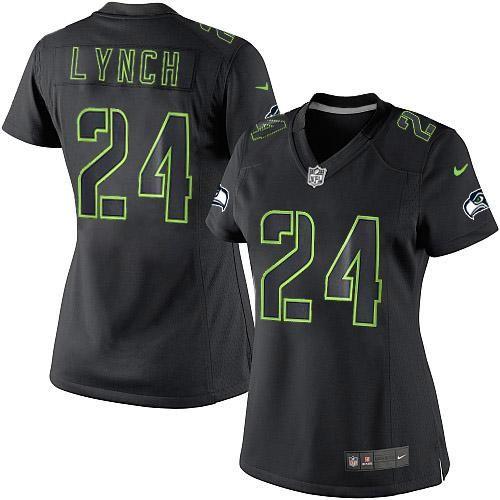Seattle Seahawks #24 Marshawn Lynch Black Impact Women's Stitched Limited Jersey Womens cheap jerseys for sale - CheapJerseys.Shop