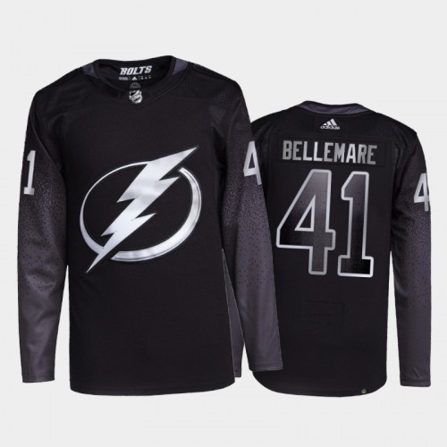Tampa Bay Lightning #41 Pierre-Edouard Bellemare Men's 2021-22 Alternate Authentic Jersey - Black Men's cheap jerseys for sale - CheapJerseys.Shop