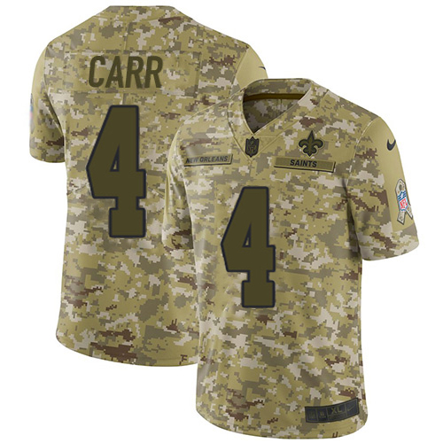 Saints #4 Derek Carr Camo Youth Stitched Limited 2018 Salute To Service Jersey cheap jerseys for sale - CheapJerseys.Shop