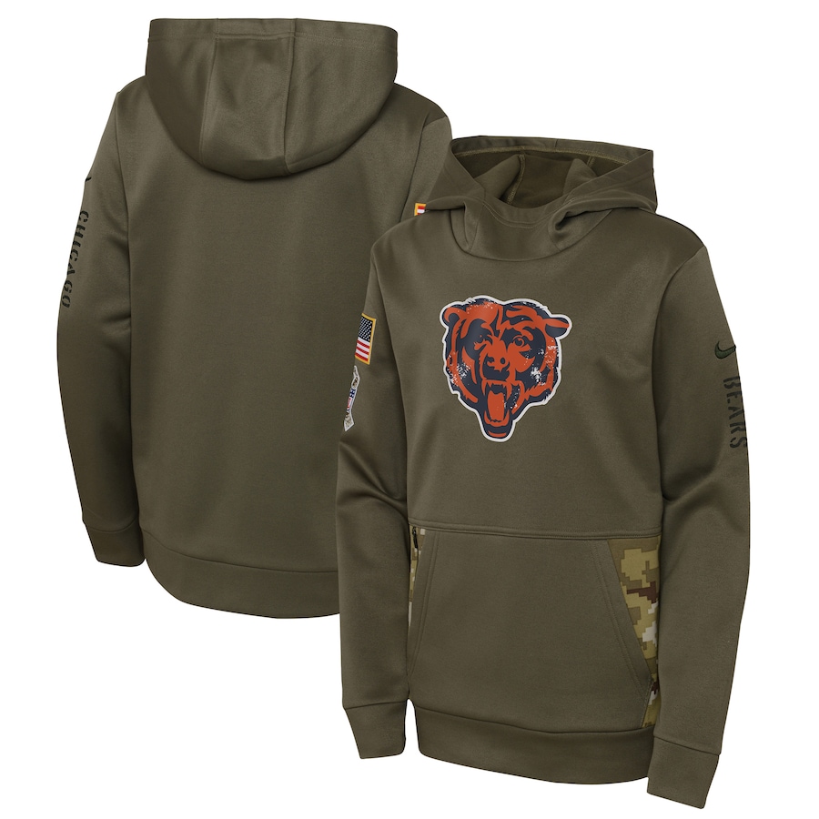 Chicago Bears Youth 2022 Salute To Service Performance Pullover Hoodie - Olive cheap jerseys for sale - CheapJerseys.Shop