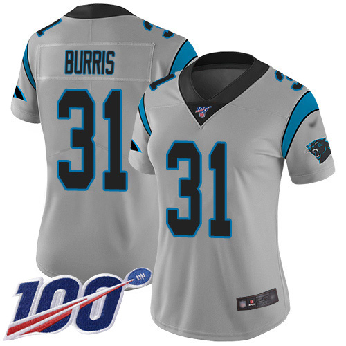 Carolina Panthers #31 Juston Burris Silver Women's Stitched Limited Inverted Legend 100th Season Jersey Womens cheap jerseys for sale - CheapJerseys.Shop