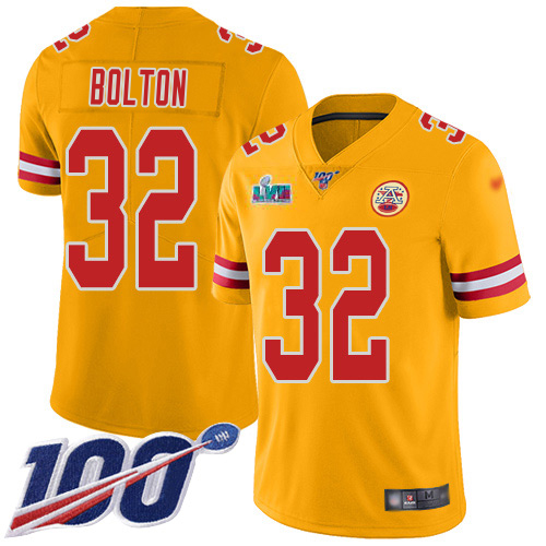 Chiefs #32 Nick Bolton Gold Super Bowl LVII Patch Men's Stitched Limited Inverted Legend 100th Season Jersey cheap jerseys for sale - CheapJerseys.Shop