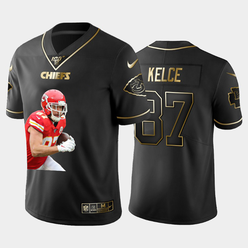 Kansas City Chiefs #87 Travis Kelce Team Hero 1 Vapor Limited 100 Jersey Black Golden cheap jerseys for sale - CheapJerseys.Shop
