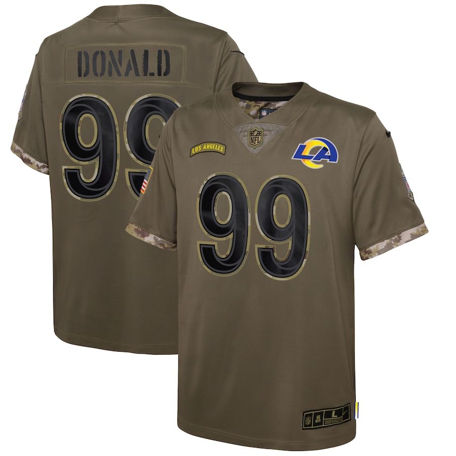 Los Angeles Rams #99 Aaron Donald Youth 2022 Salute To Service Limited Jersey - Olive cheap jerseys for sale - CheapJerseys.Shop