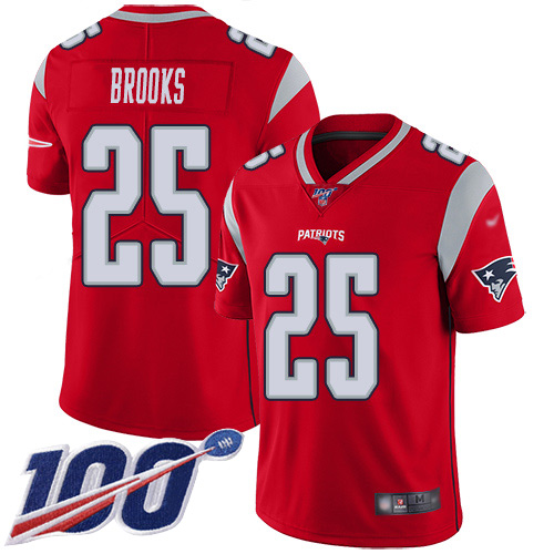 New England Patriots #25 Terrence Brooks Red Men's Stitched Limited Inverted Legend 100th Season Jersey Men's cheap jerseys for sale - CheapJerseys.Shop