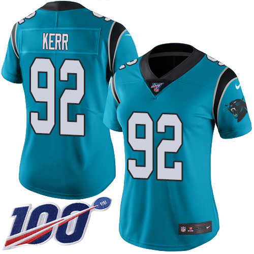 Carolina Panthers #92 Zach Kerr Blue Women's Stitched Limited Rush 100th Season Jersey Womens cheap jerseys for sale - CheapJerseys.Shop