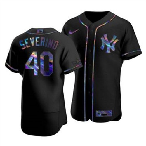 New York New York Yankees #40 Luis Severino Men's Iridescent Holographic Collection Jersey - Black Men's cheap jerseys for sale - CheapJerseys.Shop