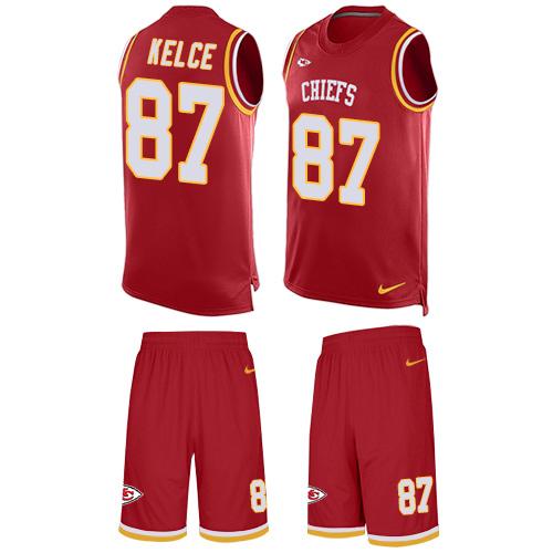Chiefs #87 Travis Kelce Red Team Color Men's Stitched Limited Tank Top Suit Jersey cheap jerseys for sale - CheapJerseys.Shop