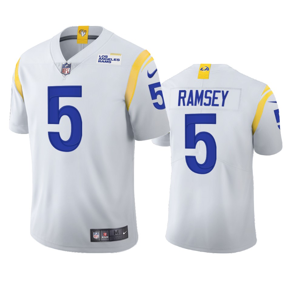 Los Angeles Rams #5 Jalen Ramsey Men's 2021 Vapor Limited Jersey - White cheap jerseys for sale - CheapJerseys.Shop
