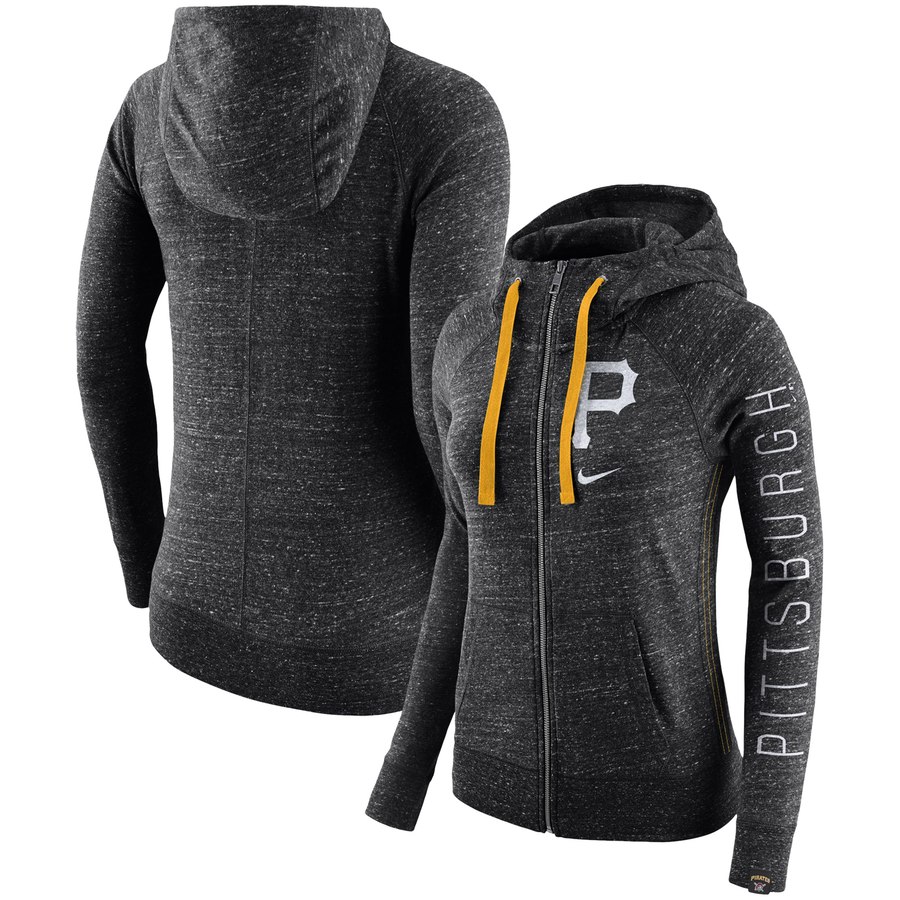 Pittsburgh Pirates Women's Vintage Full-Zip Hoodie Black cheap jerseys for sale - CheapJerseys.Shop