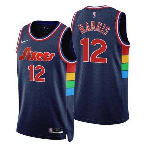 Philadelphia 76ers #12 Tobias Harris Navy Mens 75th Anniversary Diamond Swingman Jersey - Icon Edition Mens cheap jerseys for sale - CheapJerseys.Shop