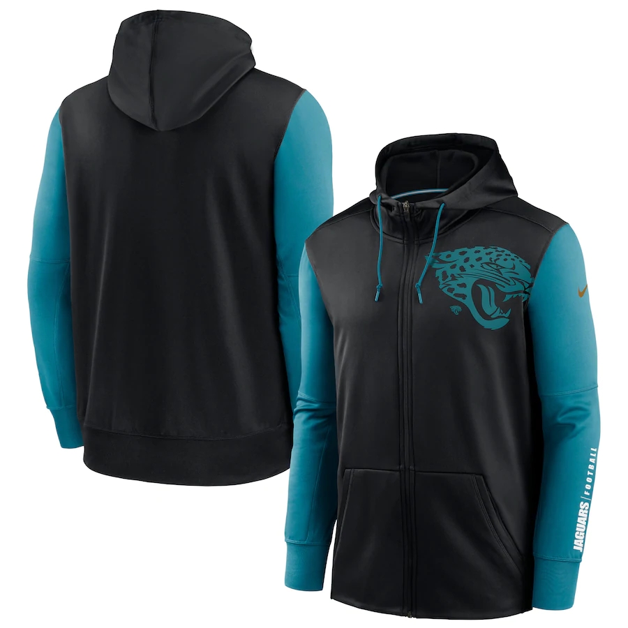 Jacksonville Jaguars Black Teal Fan Gear Mascot Performance Full-Zip Hoodie cheap jerseys for sale - CheapJerseys.Shop