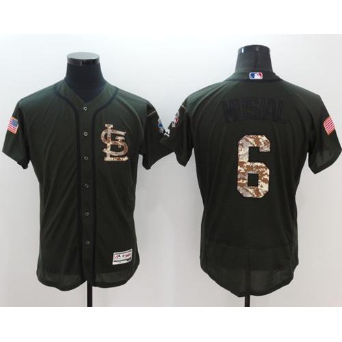 St.Louis Cardinals #6 Stan Musial Green Flexbase Authentic Collection Salute to Service Stitched Jersey Men's cheap jerseys for sale - CheapJerseys.Shop