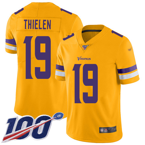 Vikings #19 Adam Thielen Gold Men's Stitched Limited Inverted Legend 100th Season Jersey cheap jerseys for sale - CheapJerseys.Shop