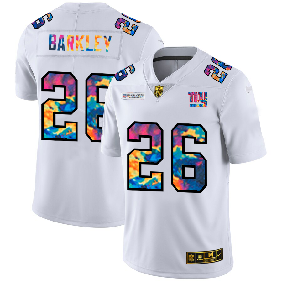 New York Giants #26 Saquon Barkley Men's White Multi-Color 2020 Crucial Catch Limited Jersey cheap jerseys for sale - CheapJerseys.Shop