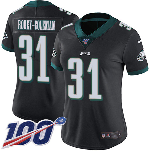Philadelphia Eagles #31 Nickell Robey-Coleman Black Alternate Women's Stitched 100th Season Vapor Untouchable Limited Jersey Womens cheap jerseys for sale - CheapJerseys.Shop