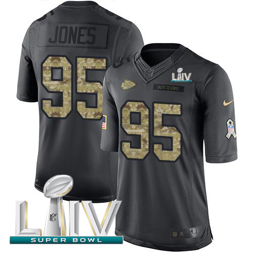 Chiefs #95 Chris Jones Black Super Bowl LIV 2020 Men's Stitched Limited 2016 Salute To Service Jersey cheap jerseys for sale - CheapJerseys.Shop