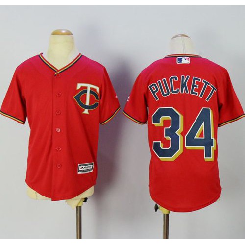Minnesota Twins #34 Kirby Puckett Red Alternate Cool Base Stitched Youth Jersey Youth cheap jerseys for sale - CheapJerseys.Shop