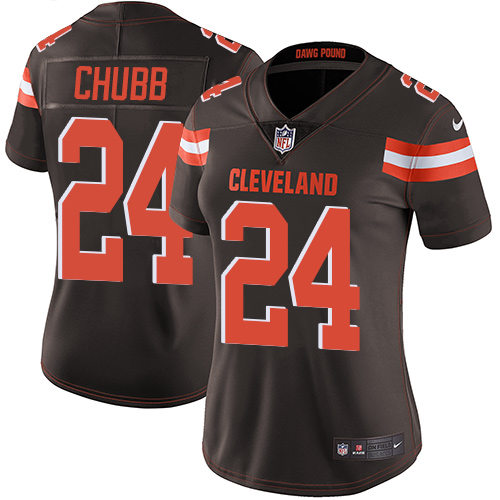 Browns #24 Nick Chubb Brown Team Color Women's Stitched Vapor Untouchable Limited Jersey cheap jerseys for sale - CheapJerseys.Shop