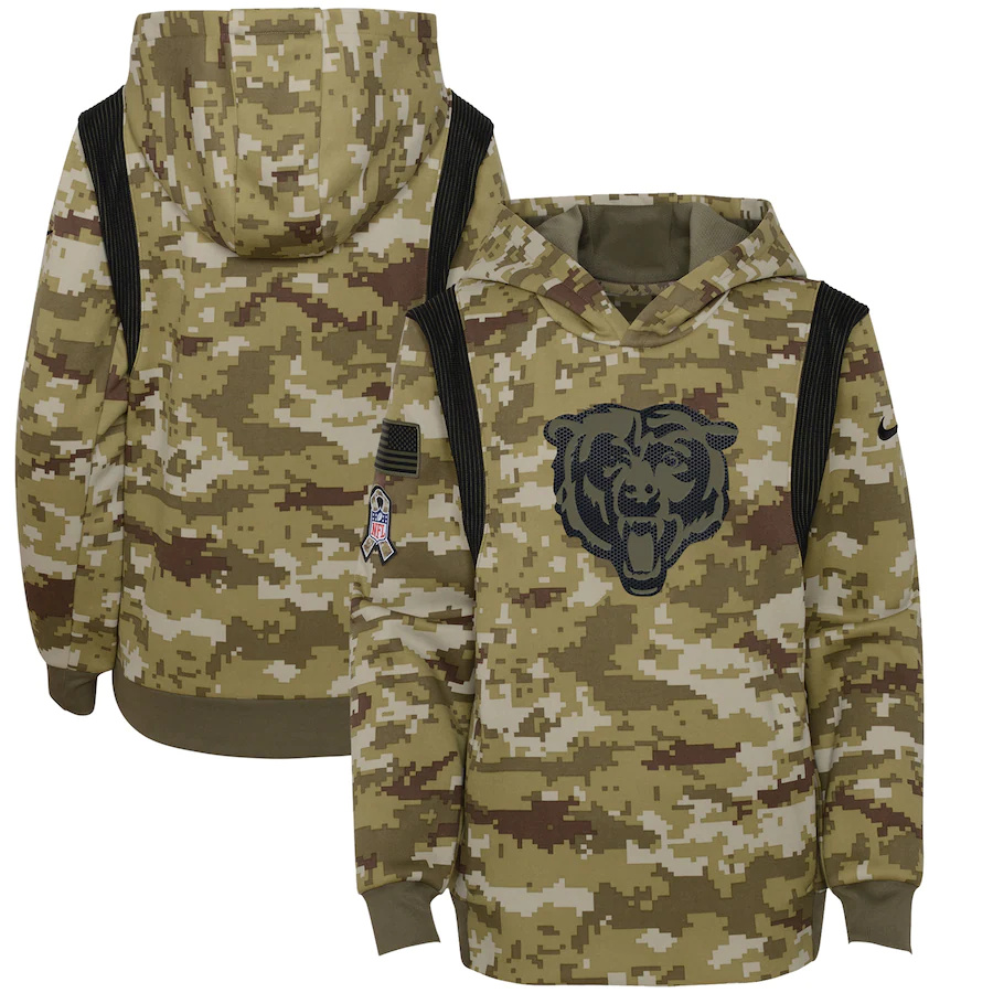 Chicago Bears Camo Youth 2021 Salute To Service Therma Performance Pullover Hoodie cheap jerseys for sale - CheapJerseys.Shop