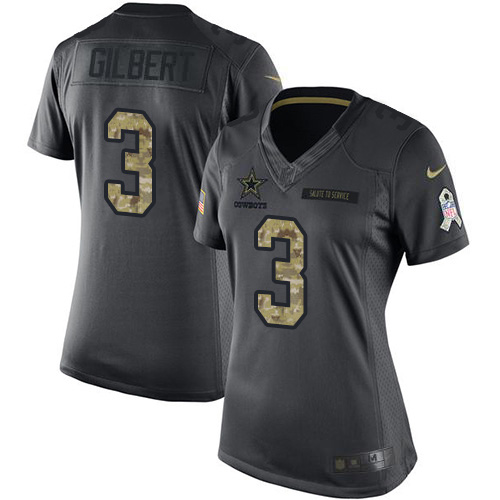 Dallas Cowboys #3 Garrett Gilbert Black Women's Stitched Limited 2016 Salute to Service Jersey Womens cheap jerseys for sale - CheapJerseys.Shop