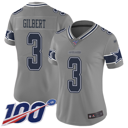 Dallas Cowboys #3 Garrett Gilbert Gray Women's Stitched Limited Inverted Legend 100th Season Jersey Womens cheap jerseys for sale - CheapJerseys.Shop