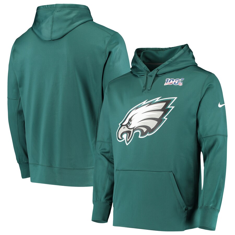 Philadelphia Eagles 100th Season Primary Logo Circuit Performance Pullover Hoodie Midnight Green cheap jerseys for sale - CheapJerseys.Shop