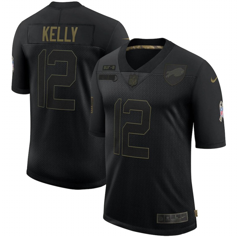 Buffalo Bills #12 Jim Kelly 2020 Salute To Service Retired Limited Jersey Black cheap jerseys for sale - CheapJerseys.Shop