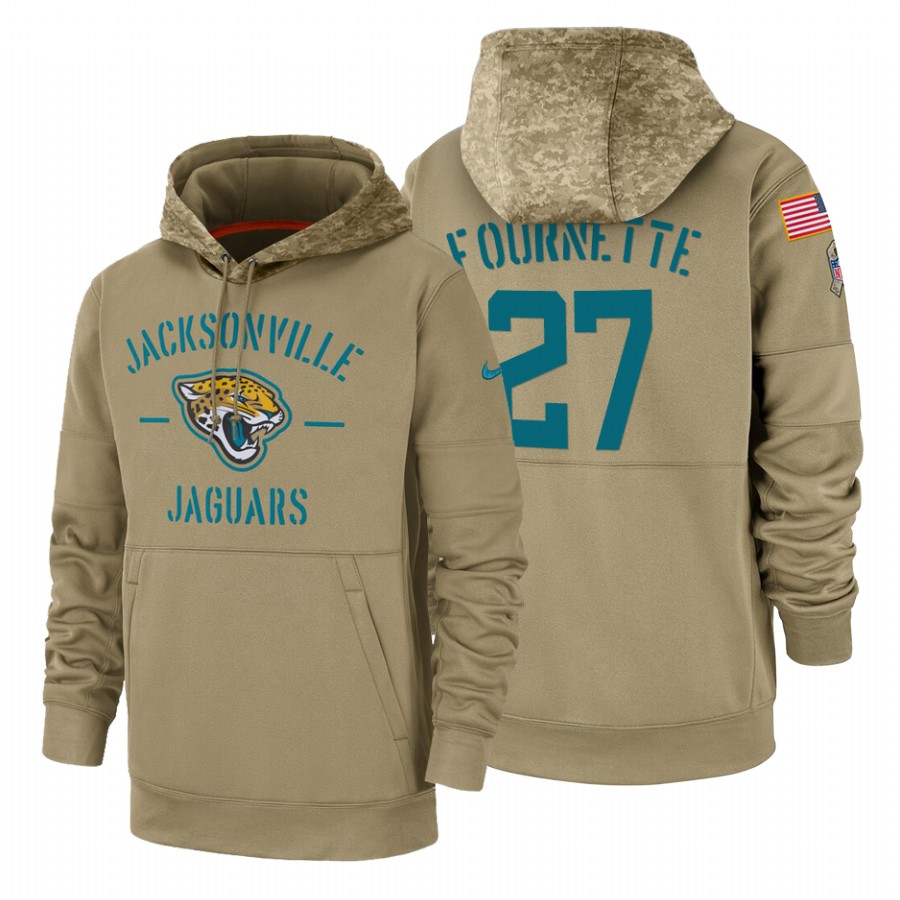 Jacksonville Jaguars #27 Leonard Fournette Tan 2019 Salute To Service Name & Number Sideline Therma Pullover Hoodie cheap jerseys for sale - CheapJerseys.Shop