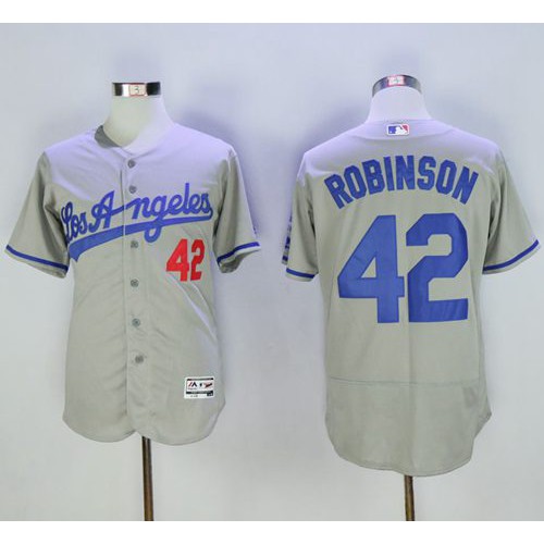 Los Angeles Dodgers #42 Jackie Robinson Grey Flexbase Authentic Collection Road Stitched Jersey Men's cheap jerseys for sale - CheapJerseys.Shop