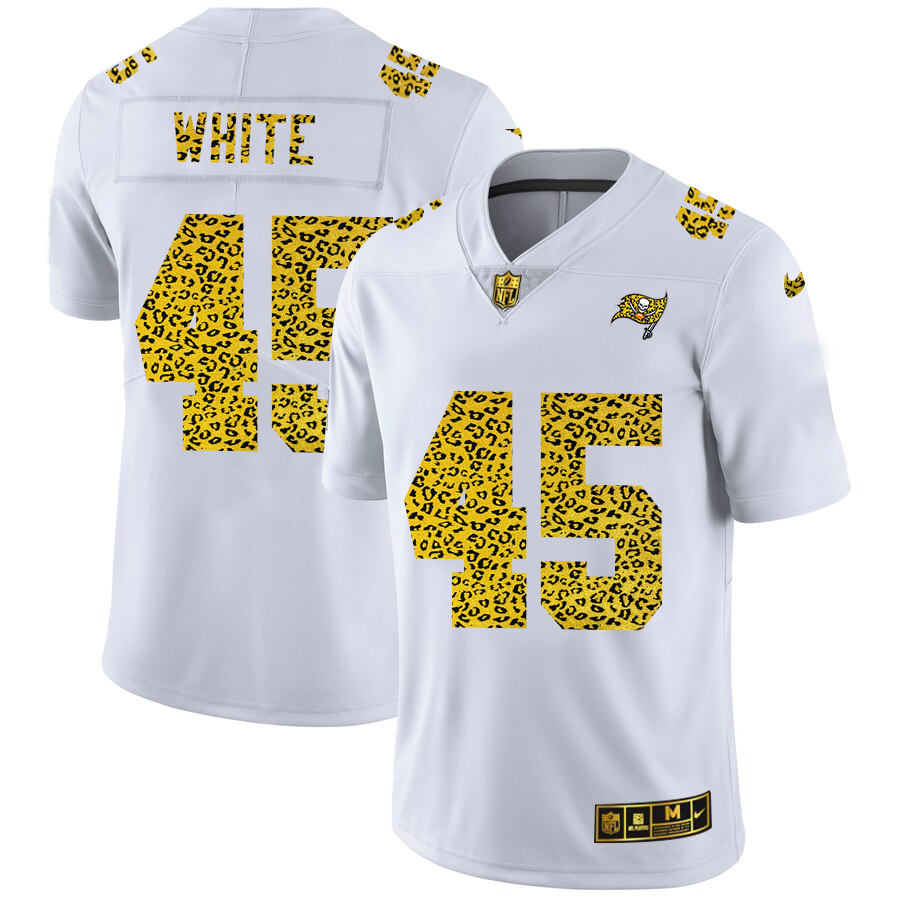 Tampa Bay Buccaneers #45 Devin White Men's Flocked Leopard Print Vapor Limited Jersey White cheap jerseys for sale - CheapJerseys.Shop