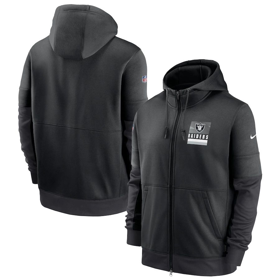 Las Vegas Raiders Sideline Impact Lockup Performance Full-Zip Hoodie Black cheap jerseys for sale - CheapJerseys.Shop