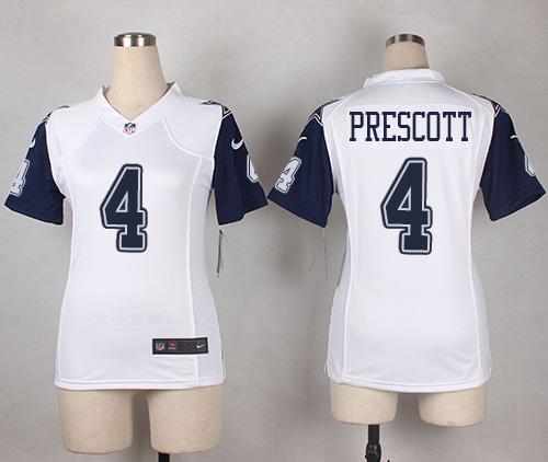 Cowboys #4 Dak Prescott White Women's Stitched Elite Rush Jersey cheap jerseys for sale - CheapJerseys.Shop