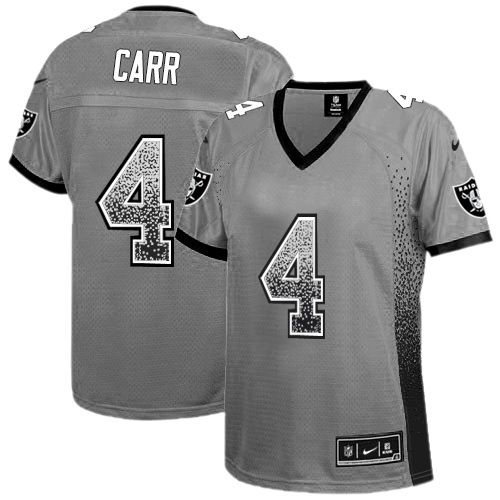 Raiders #4 Derek Carr Grey Women's Stitched Elite Drift Fashion Jersey cheap jerseys for sale - CheapJerseys.Shop