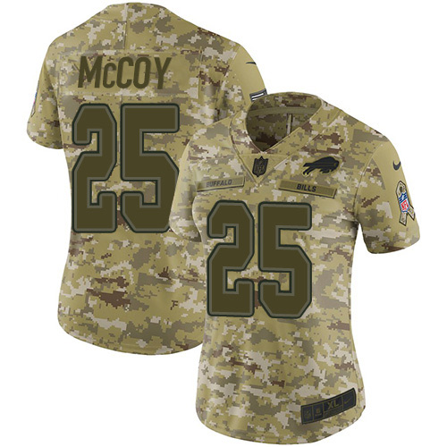 Buffalo Bills #25 LeSean McCoy Camo Women's Stitched Limited 2018 Salute to Service Jersey Womens cheap jerseys for sale - CheapJerseys.Shop