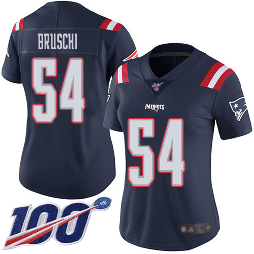 New England Patriots #54 Tedy Bruschi Navy Blue Women's Stitched Limited Rush 100th Season Jersey Womens cheap jerseys for sale - CheapJerseys.Shop