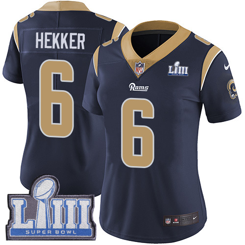 Los Angeles Rams #6 Johnny Hekker Navy Blue Team Color Super Bowl LIII Bound Women's Stitched Vapor Untouchable Limited Jersey Womens cheap jerseys for sale - CheapJerseys.Shop