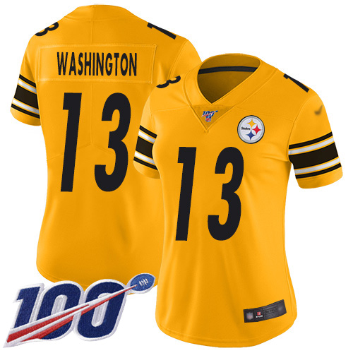 Pittsburgh Steelers #13 James Washington Gold Women's Stitched Limited Inverted Legend 100th Season Jersey Womens cheap jerseys for sale - CheapJerseys.Shop