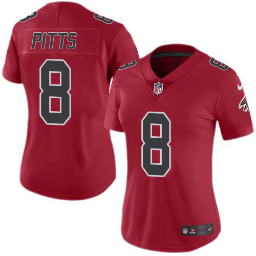 Falcons #8 Kyle Pitts Red Women's Stitched Limited Rush Jersey cheap jerseys for sale - CheapJerseys.Shop