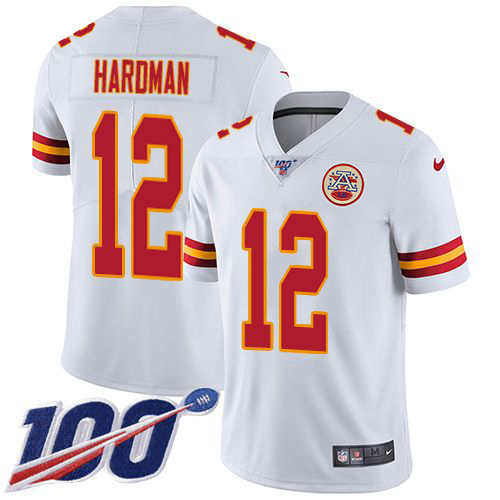 Chiefs #12 Mecole Hardman White Men's Stitched 100th Season Vapor Limited Jersey cheap jerseys for sale - CheapJerseys.Shop