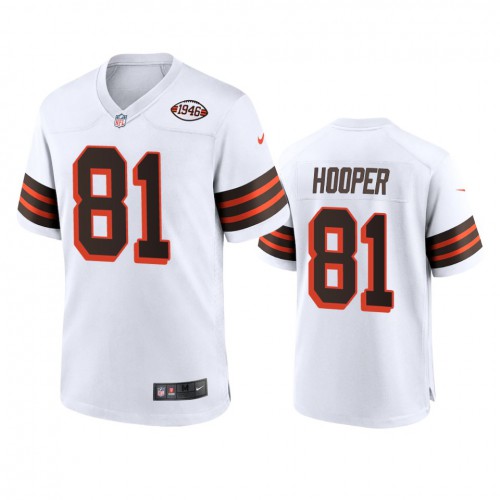 Men's Cleveland Browns #81 Austin Hooper 1946 Collection Alternate Game Limited Jersey - White Men's cheap jerseys for sale - CheapJerseys.Shop