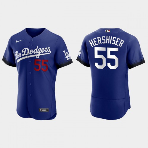 Los Angeles Los Angeles Dodgers #55 Orel Hershiser Men's 2021 City Connect Authentic Jersey Royal Men's cheap jerseys for sale - CheapJerseys.Shop