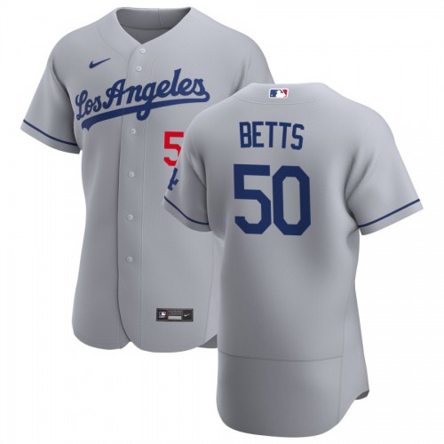 Los Angeles Los Angeles Dodgers #50 Mookie Betts Men's Gray Road 2020 Authentic Team Jersey Men's cheap jerseys for sale - CheapJerseys.Shop