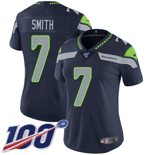 Seahawks #7 Geno Smith Steel Blue Team Color Women's Stitched 100th Season Vapor Untouchable Limited Jersey cheap jerseys for sale - CheapJerseys.Shop