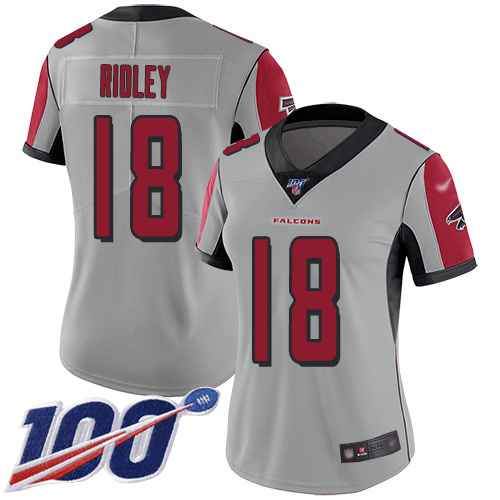 Falcons #18 Calvin Ridley Silver Women's Stitched Limited Inverted Legend 100th Season Jersey cheap jerseys for sale - CheapJerseys.Shop