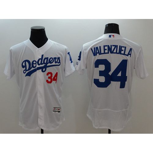 Los Angeles Dodgers #34 Fernando Valenzuela White Flexbase Authentic Collection Stitched Jersey Men's cheap jerseys for sale - CheapJerseys.Shop