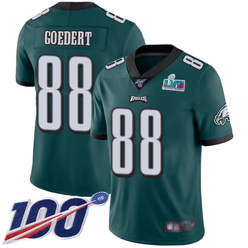 Eagles #88 Dallas Goedert Green Team Color Super Bowl LVII Patch Men's Stitched 100th Season Vapor Limited Jersey cheap jerseys for sale - CheapJerseys.Shop