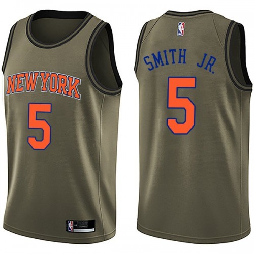 New York Knicks #5 Dennis Smith Jr Green Swingman Salute to Service Jersey Mens cheap jerseys for sale - CheapJerseys.Shop